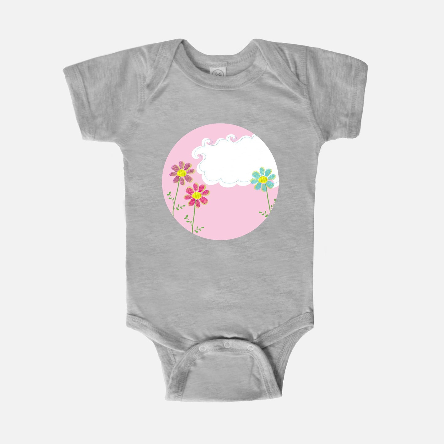 Fingerprint Flowers Short-Sleeve Baby Bodysuit