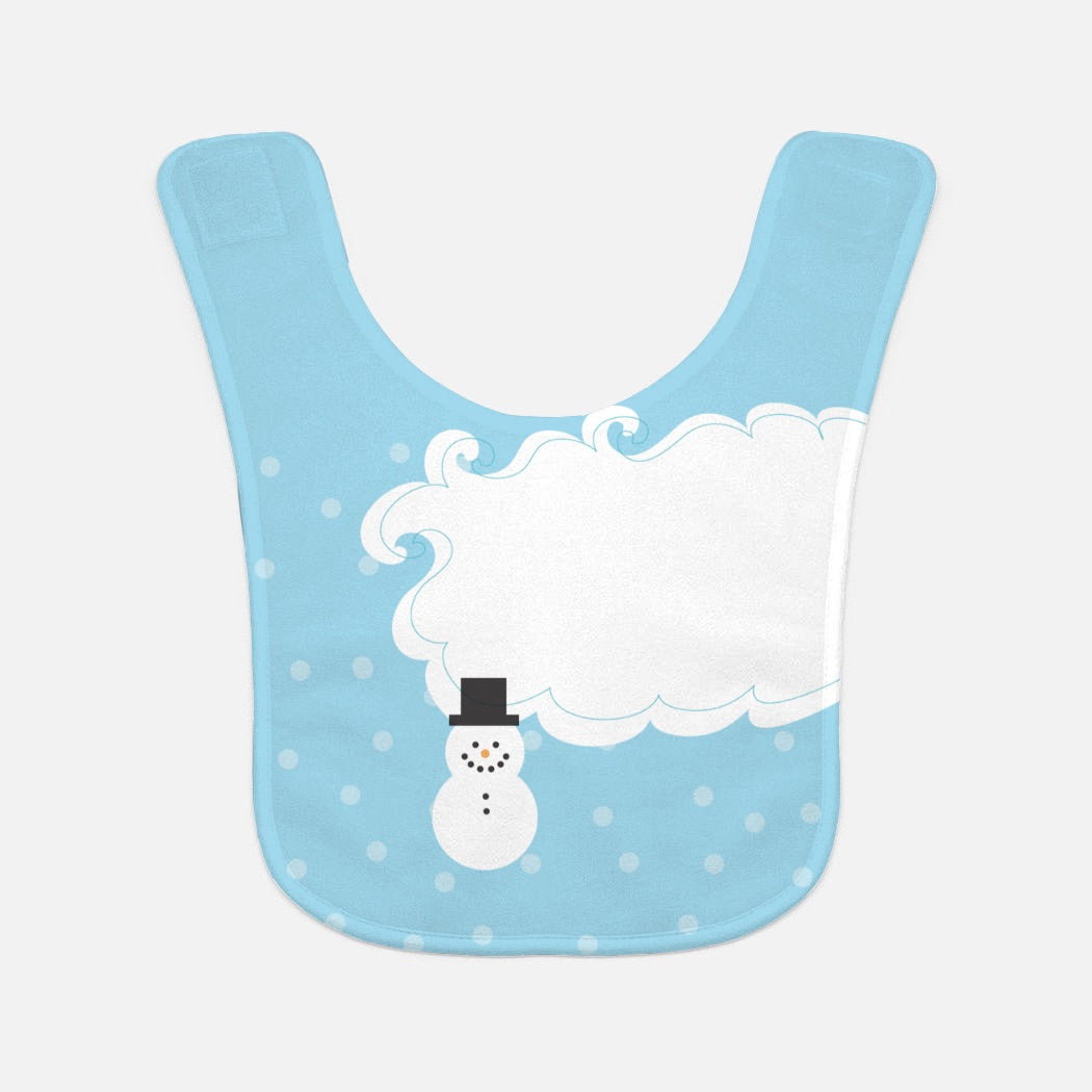 Whimsical White Snowman Baby Bib