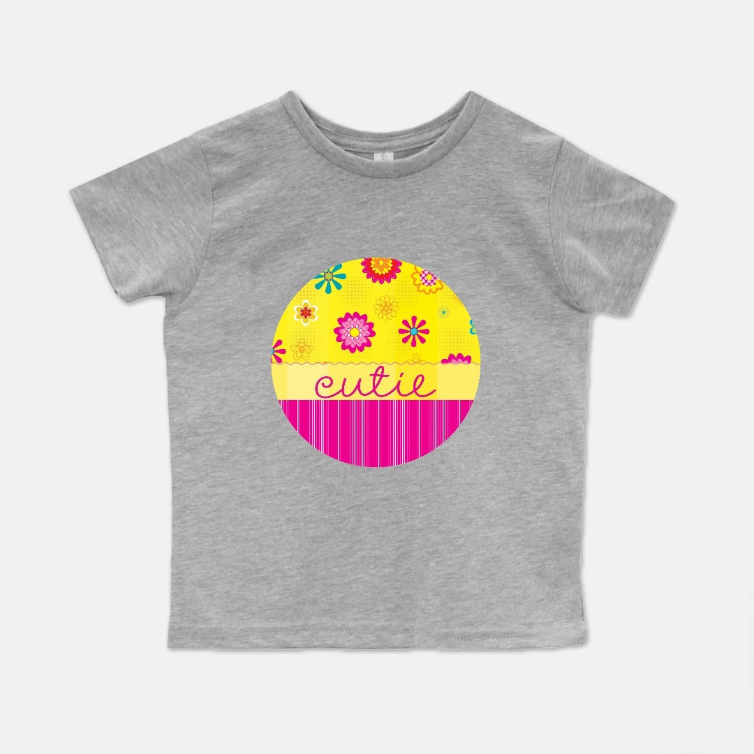 Floating Flowers & Stripes Pink Short-Sleeve Toddler Tee