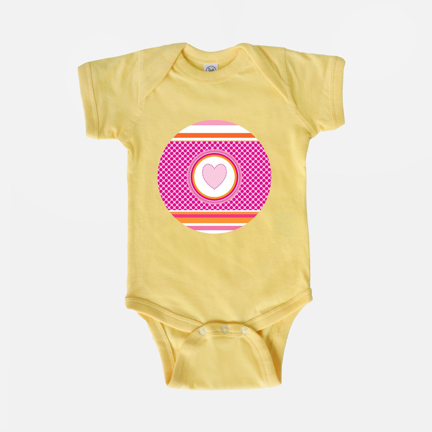 Pastel Pink Stripes Horizontal Short-Sleeve Baby Bodysuit