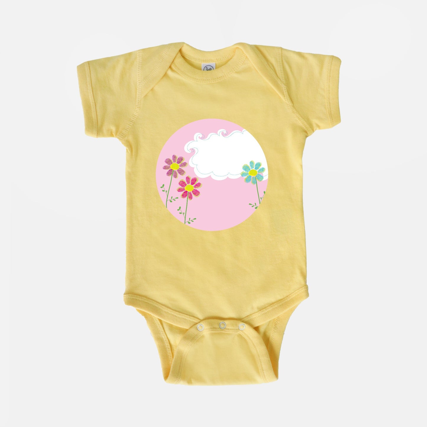 Fingerprint Flowers Short-Sleeve Baby Bodysuit