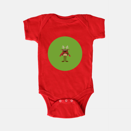 Christmas Reindeer Short-Sleeve Baby Bodysuit