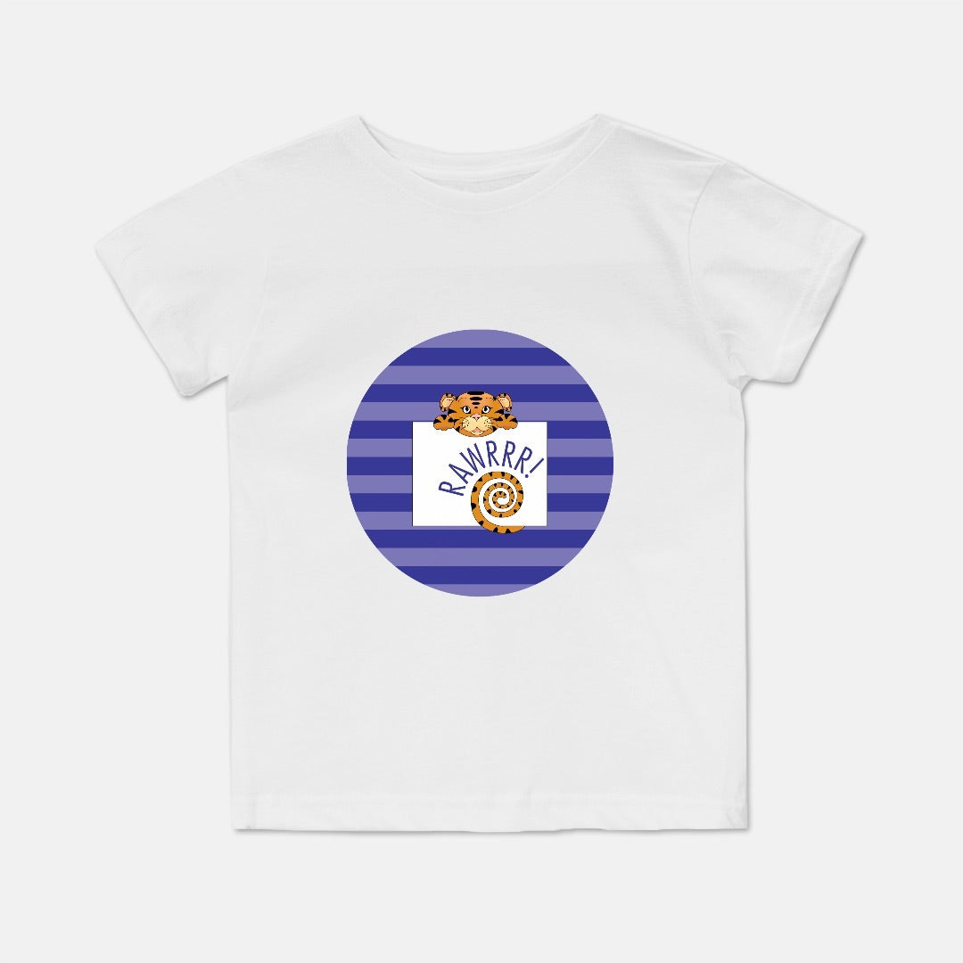 Jungle Animals Tiger Short-Sleeve Toddler Tee, Purple Pattern