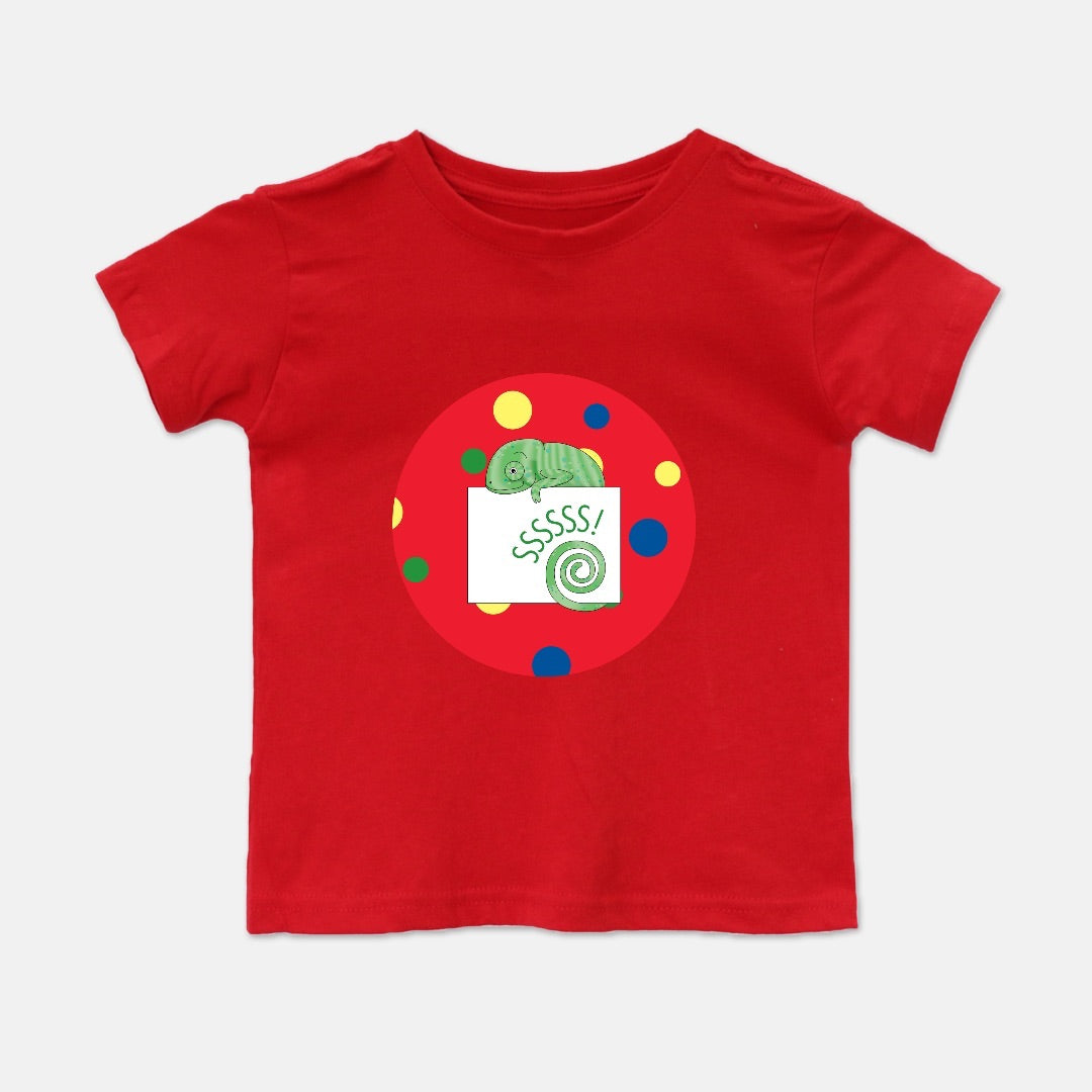 Jungle Animals Chameleon Short-Sleeve Toddler Tee, Red Pattern