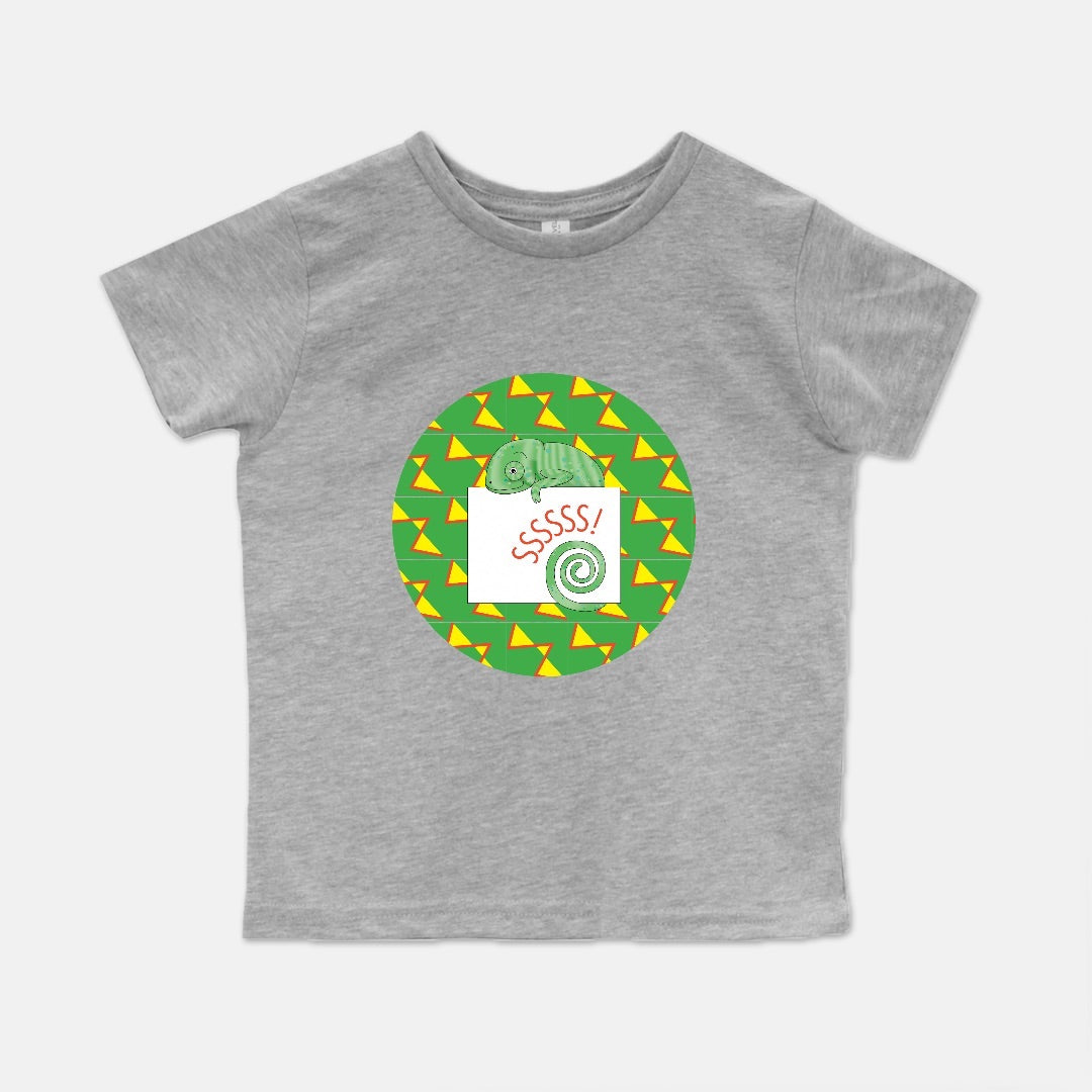 Jungle Animals Chameleon Short-Sleeve Toddler Tee, Yellow Pattern