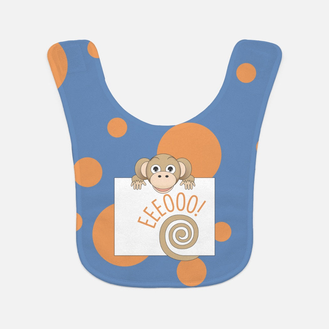 Jungle Animals Monkey Baby Bib, Blue Pattern