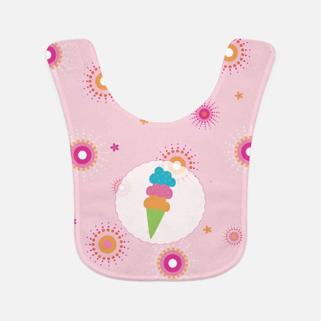 Firework Flowers Pink Triple Scoop Baby Bib