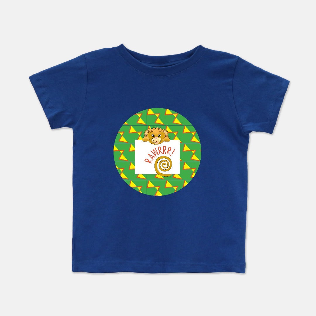 Jungle Animals Lion Short-Sleeve Toddler Tee, Yellow Pattern