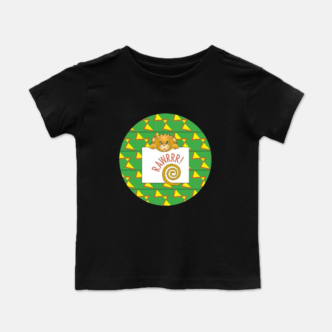 Jungle Animals Lion Short-Sleeve Toddler Tee, Yellow Pattern