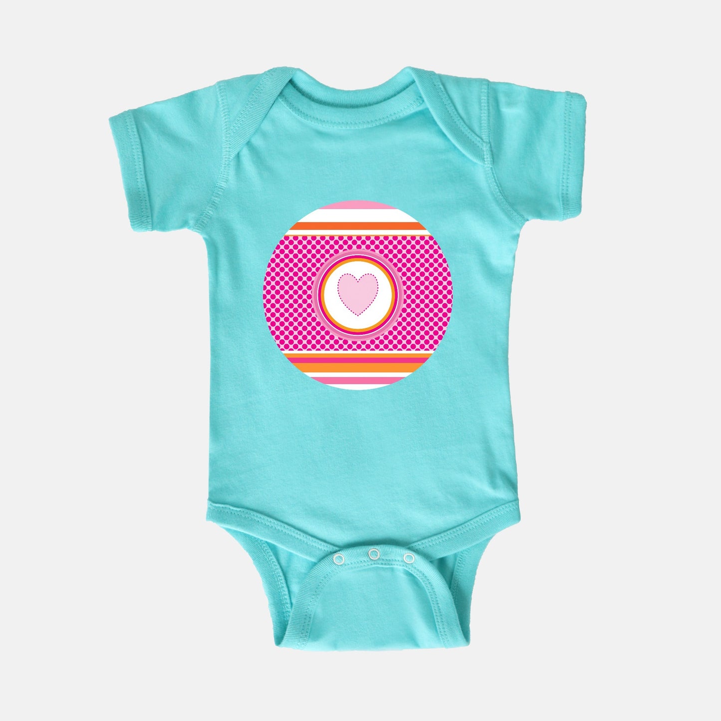 Pastel Pink Stripes Horizontal Short-Sleeve Baby Bodysuit