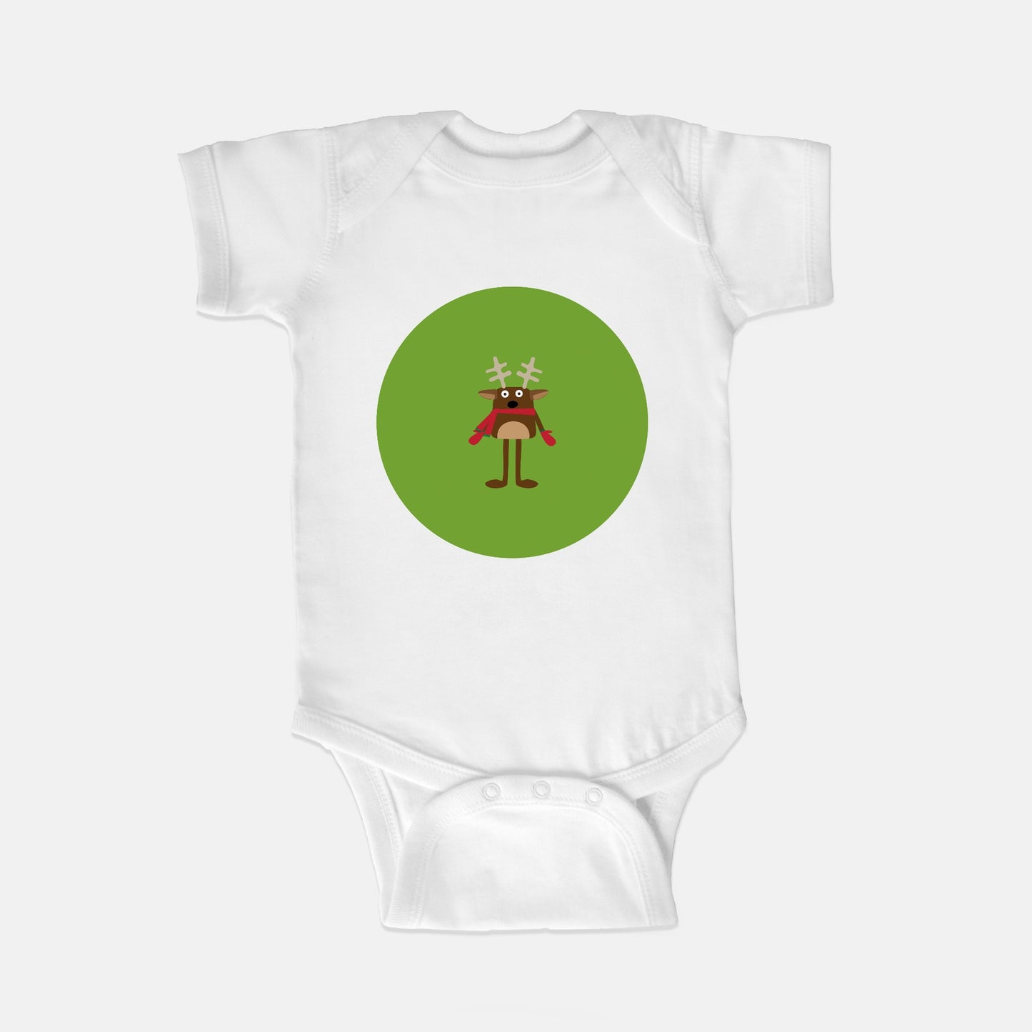 Christmas Reindeer Short-Sleeve Baby Bodysuit