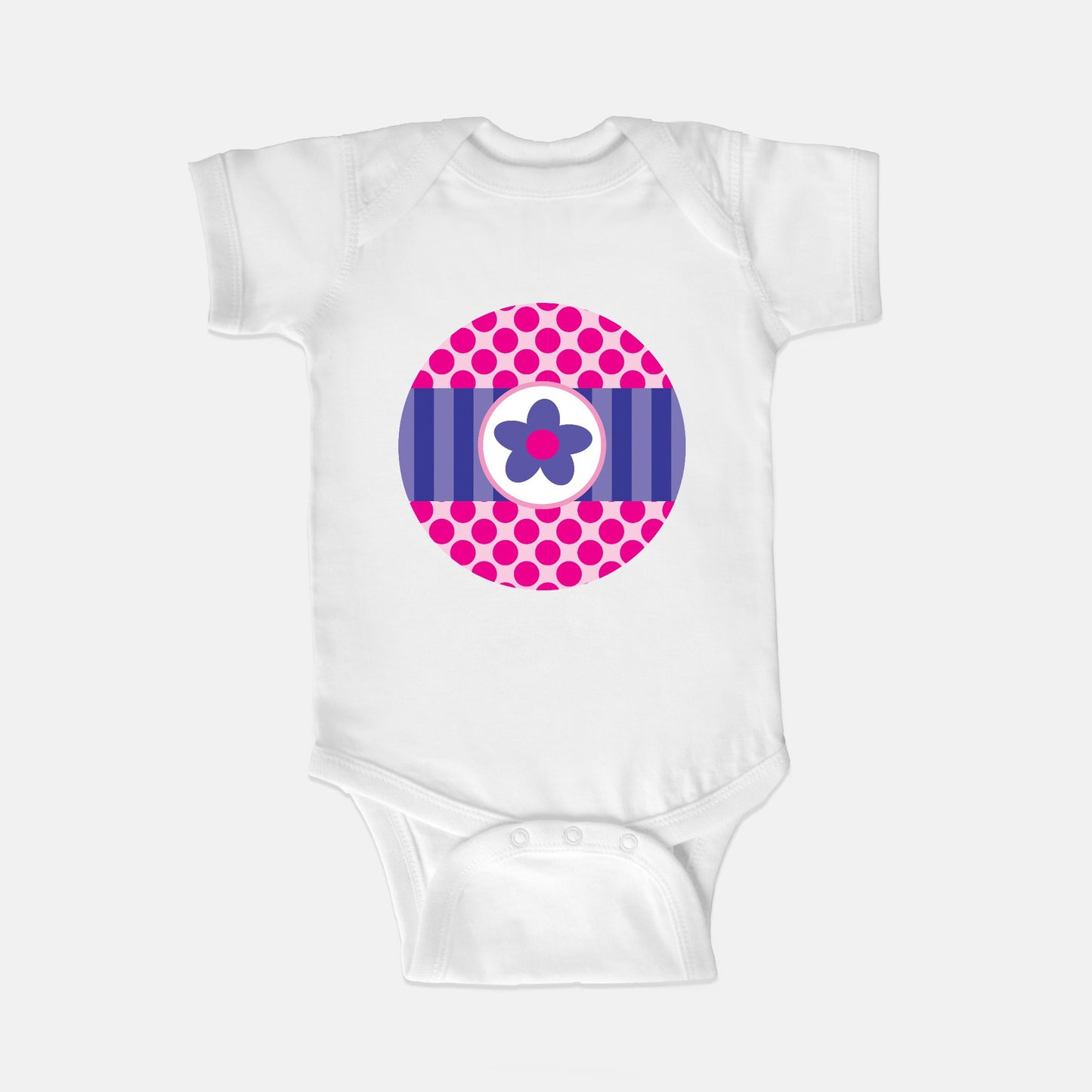 Big Pink Polka Dots Short-Sleeve Baby Bodysuit