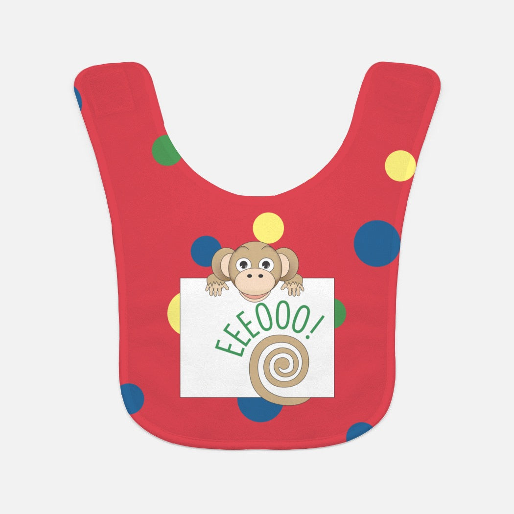 Jungle Animals Monkey Baby Bib, Red Pattern