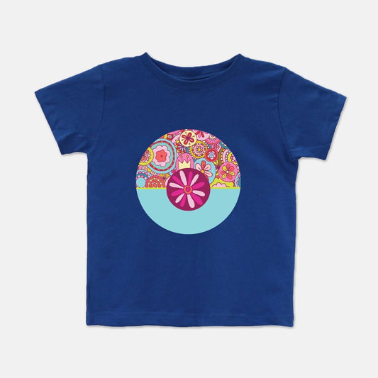 Retro Flower Collage Short-Sleeve Toddler Tee