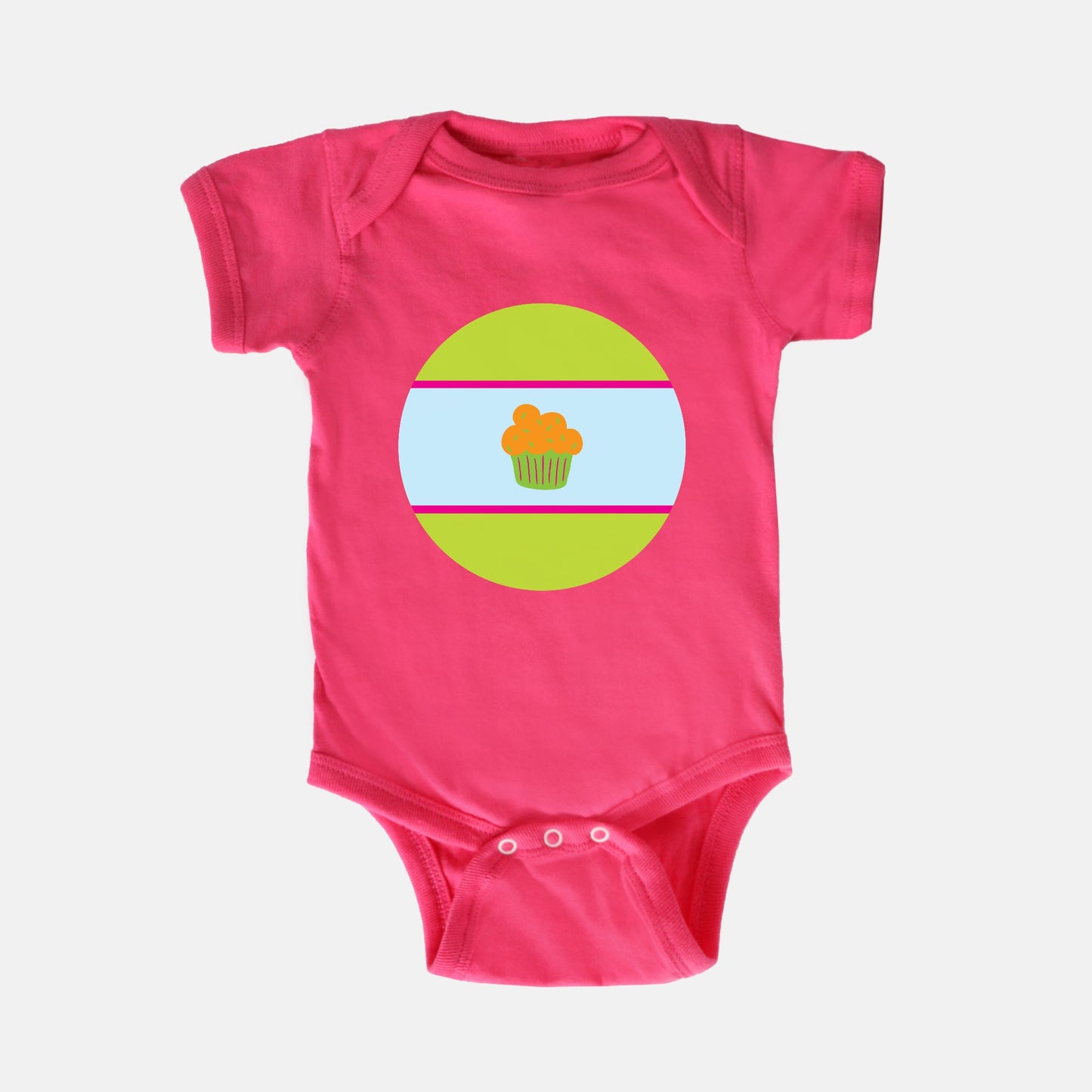 Cupcake Trio Short-Sleeve Baby Bodysuit | Orange Cupcake