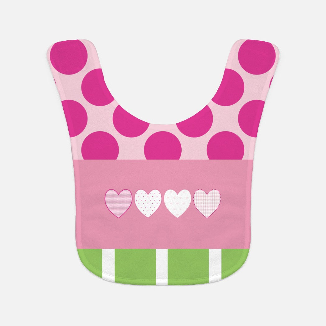 Polka Dots & Hearts Baby Bib