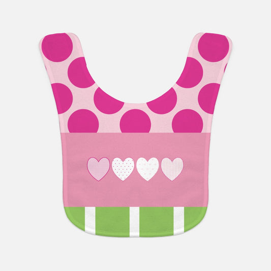 Polka Dots & Hearts Baby Bib