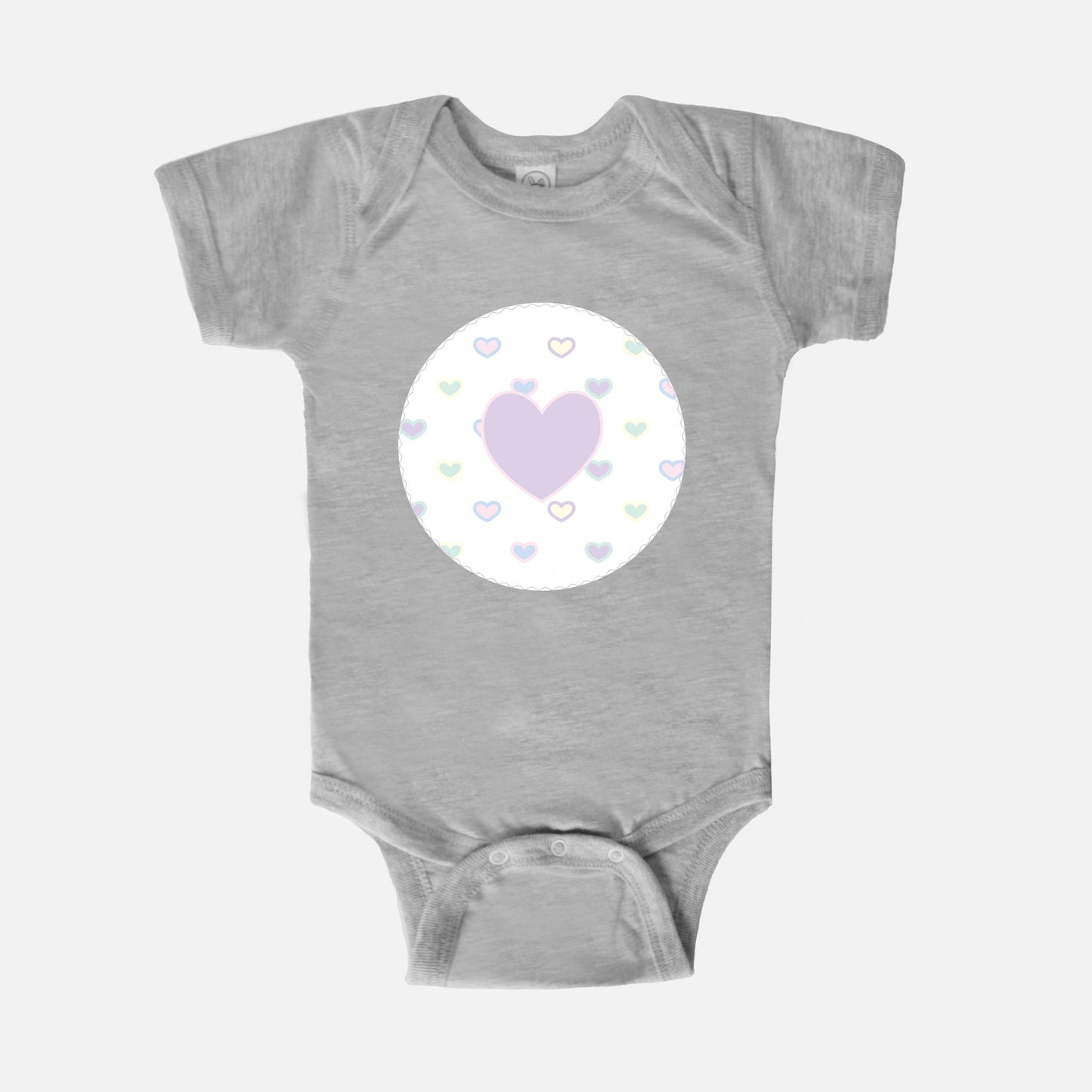 Multicolor Hearts Short-Sleeve Baby Bodysuit