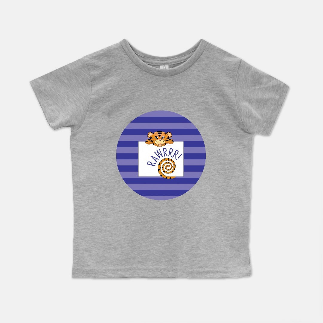 Jungle Animals Tiger Short-Sleeve Toddler Tee, Purple Pattern