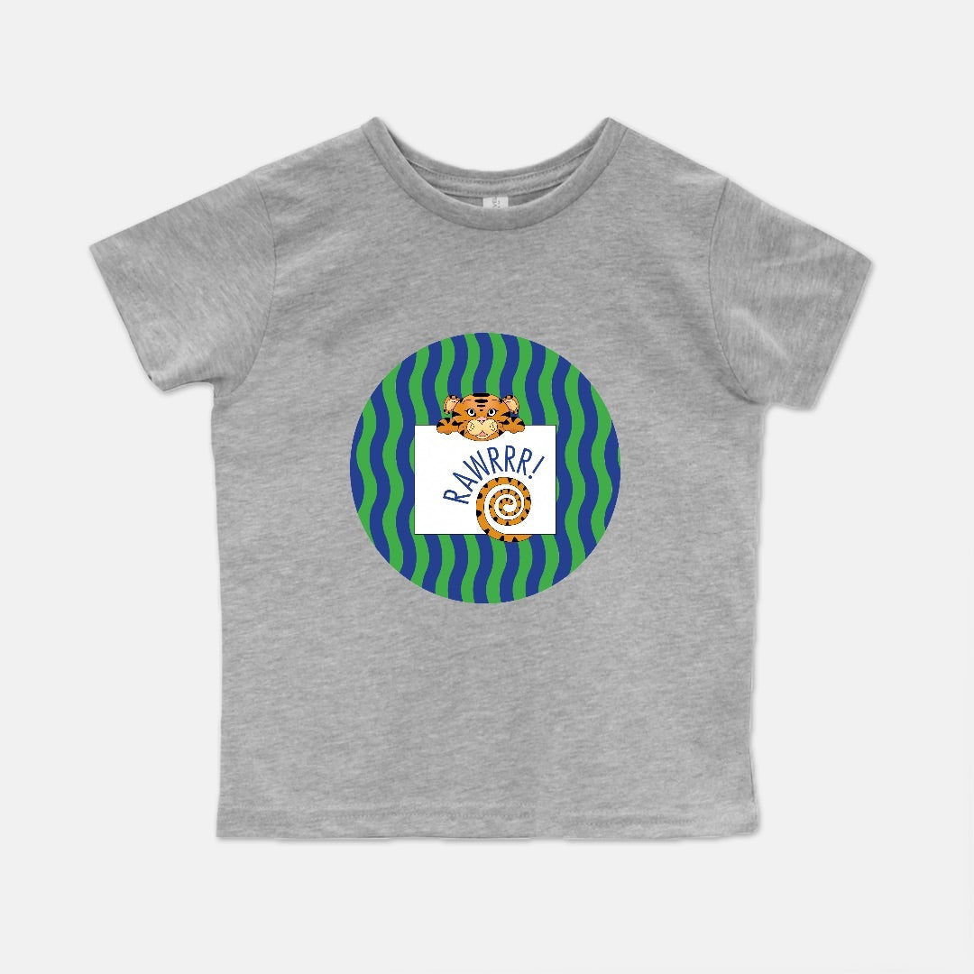 Jungle Animals Tiger Short-Sleeve Toddler Tee, Green Pattern