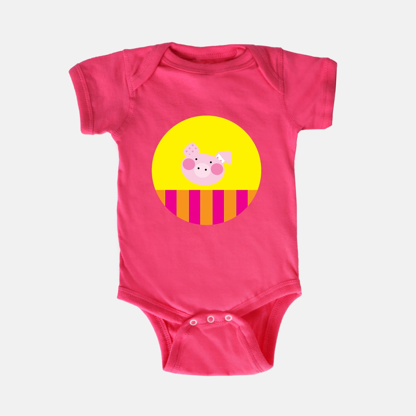 Happy Piggy Short-Sleeve Baby Bodysuit