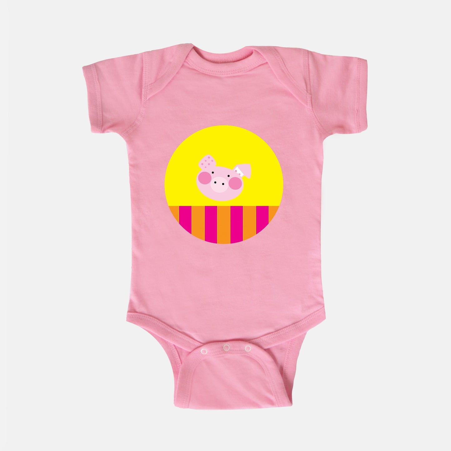 Happy Piggy Short-Sleeve Baby Bodysuit