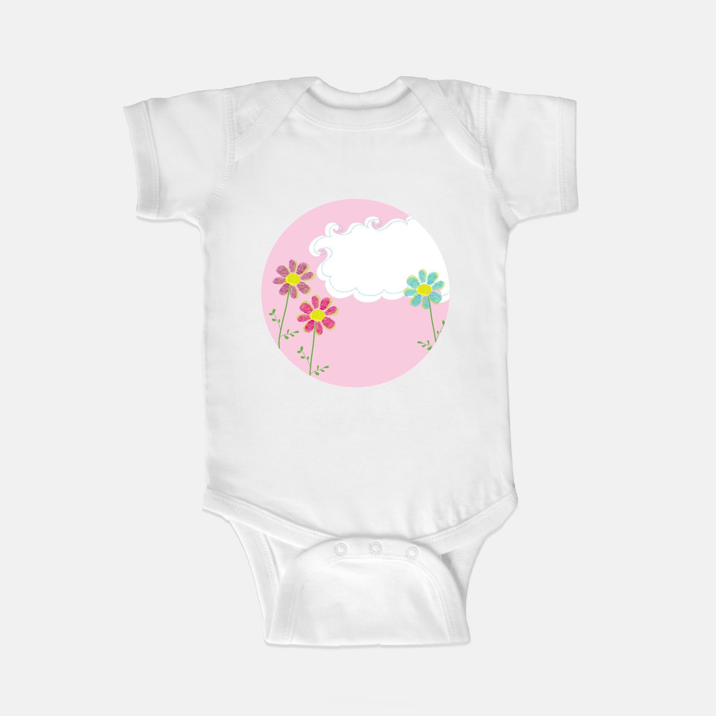 Fingerprint Flowers Short-Sleeve Baby Bodysuit