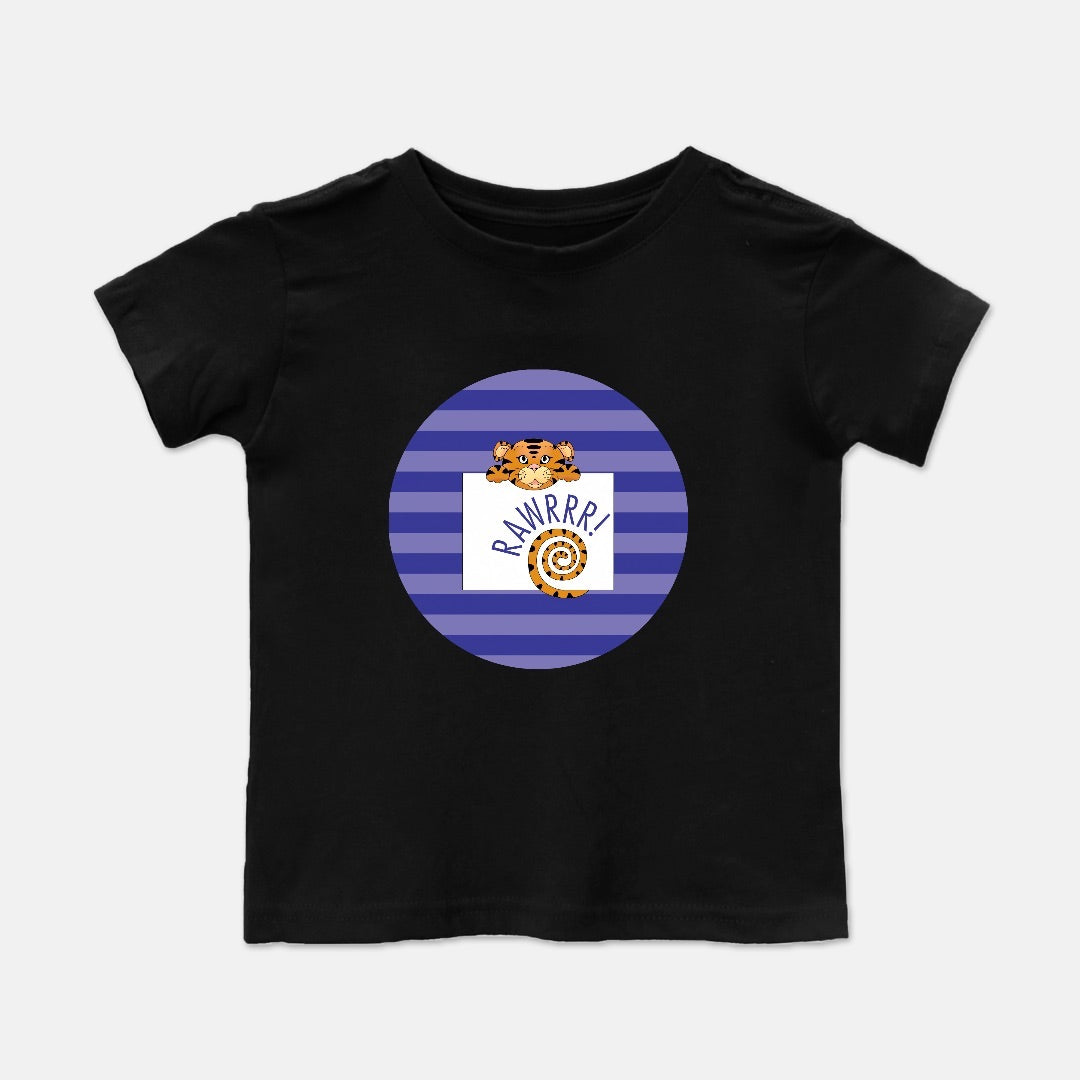 Jungle Animals Tiger Short-Sleeve Toddler Tee, Purple Pattern