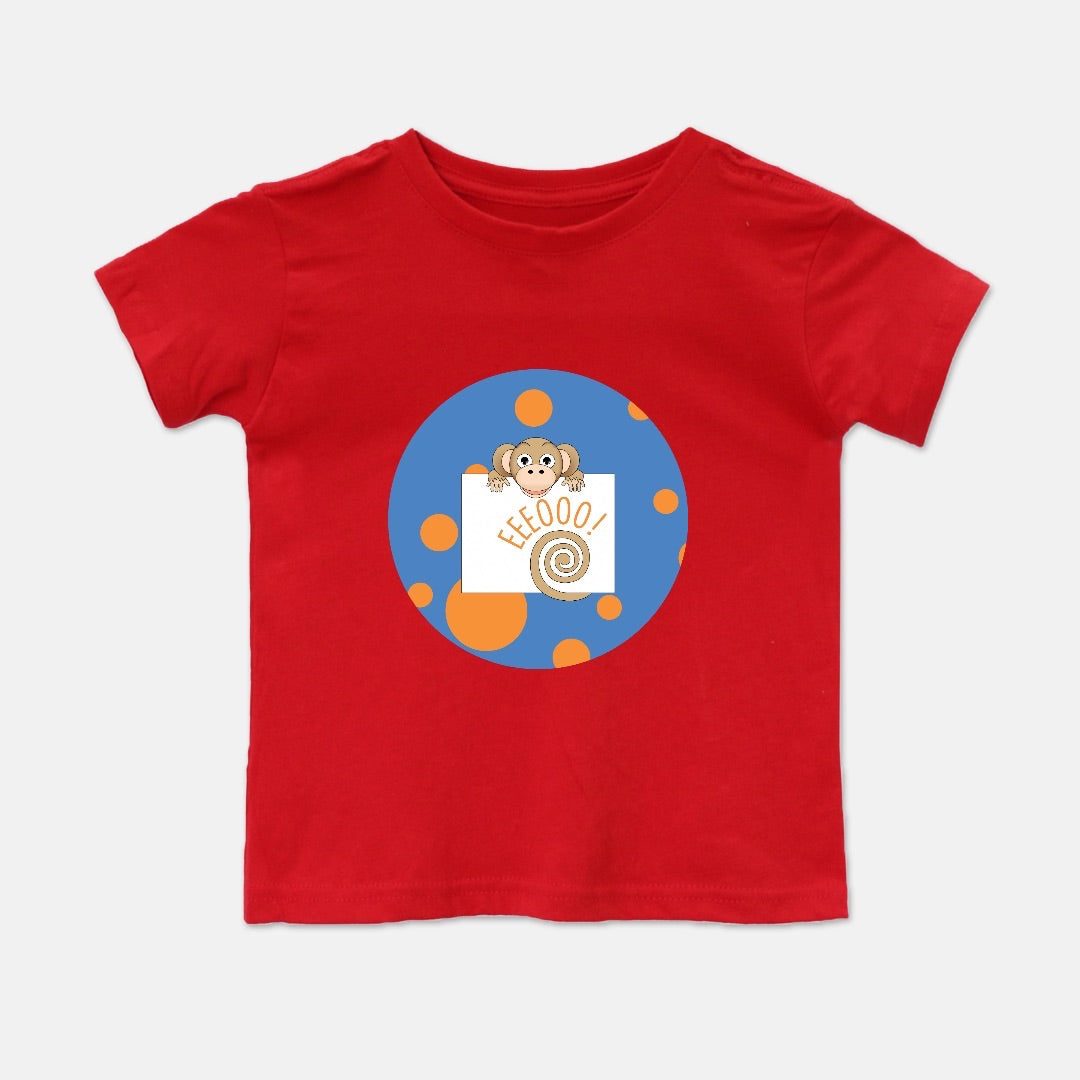 Jungle Animals Monkey Short-Sleeve Toddler Tee, Blue Pattern