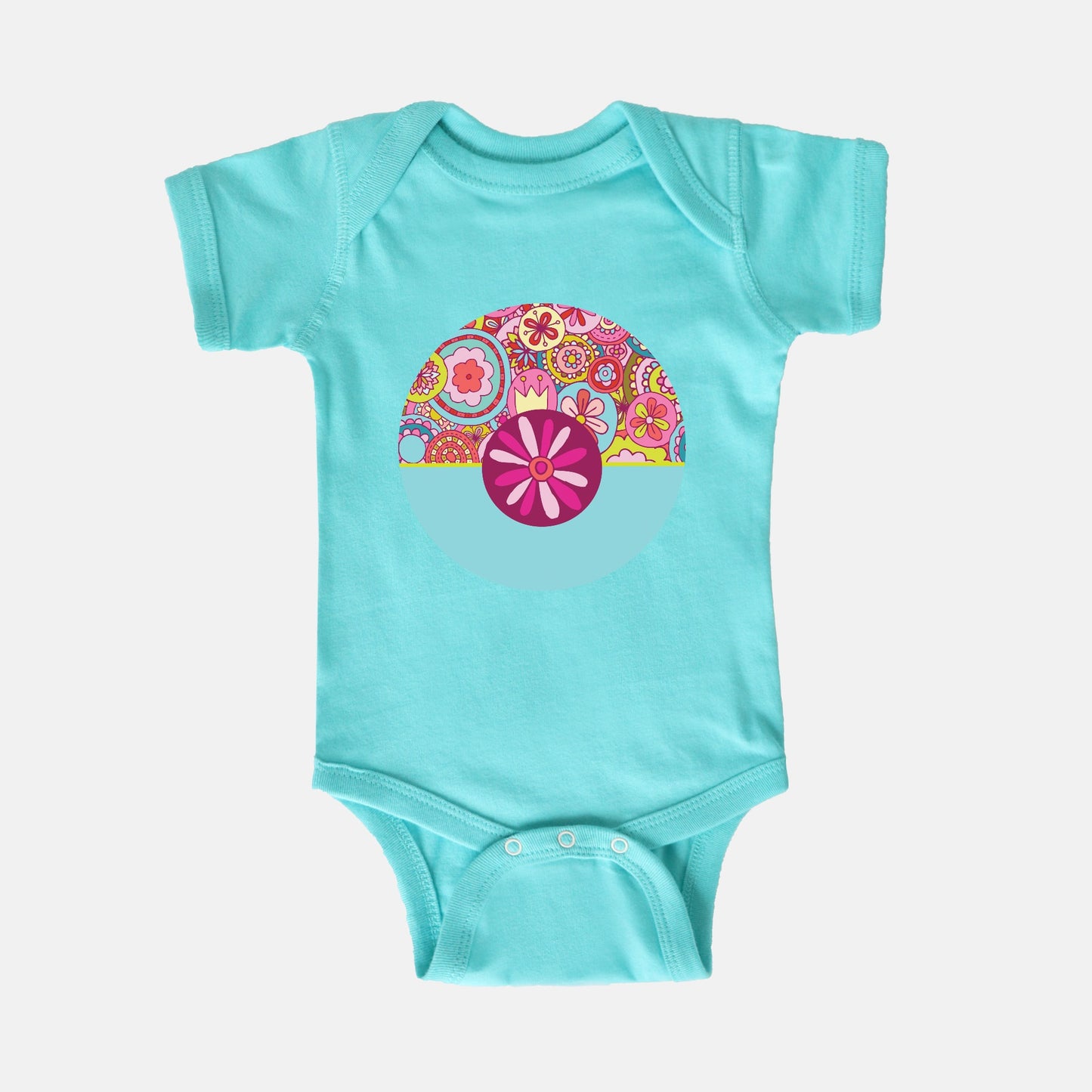 Retro Flower Collage Short-Sleeve Baby Bodysuit