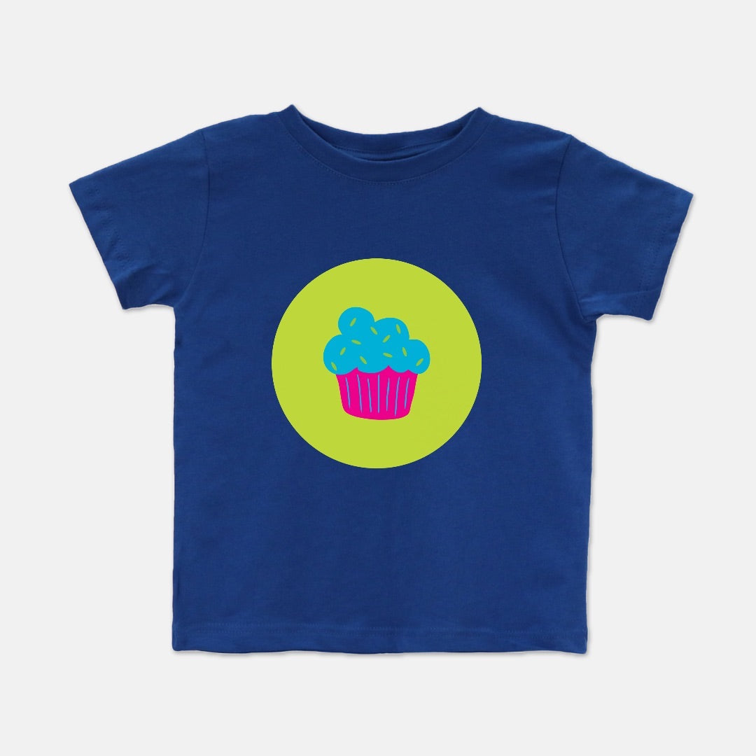 Cupcake Trio Short-Sleeve Toddler Tee | Blue Cupcake