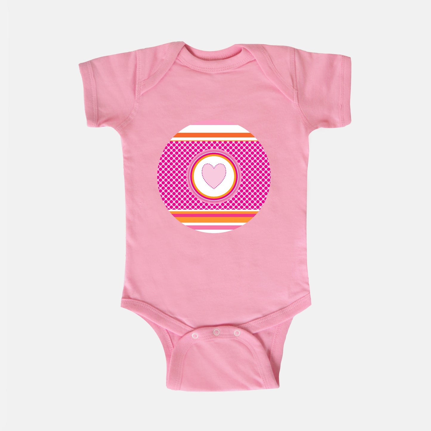 Pastel Pink Stripes Horizontal Short-Sleeve Baby Bodysuit