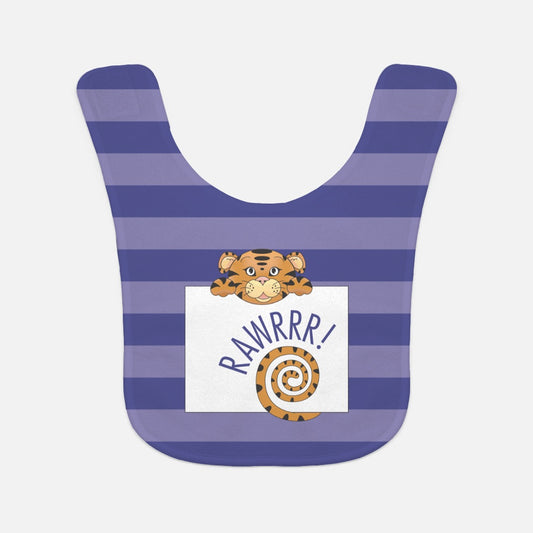 Jungle Animals Tiger Baby Bib, Purple Pattern