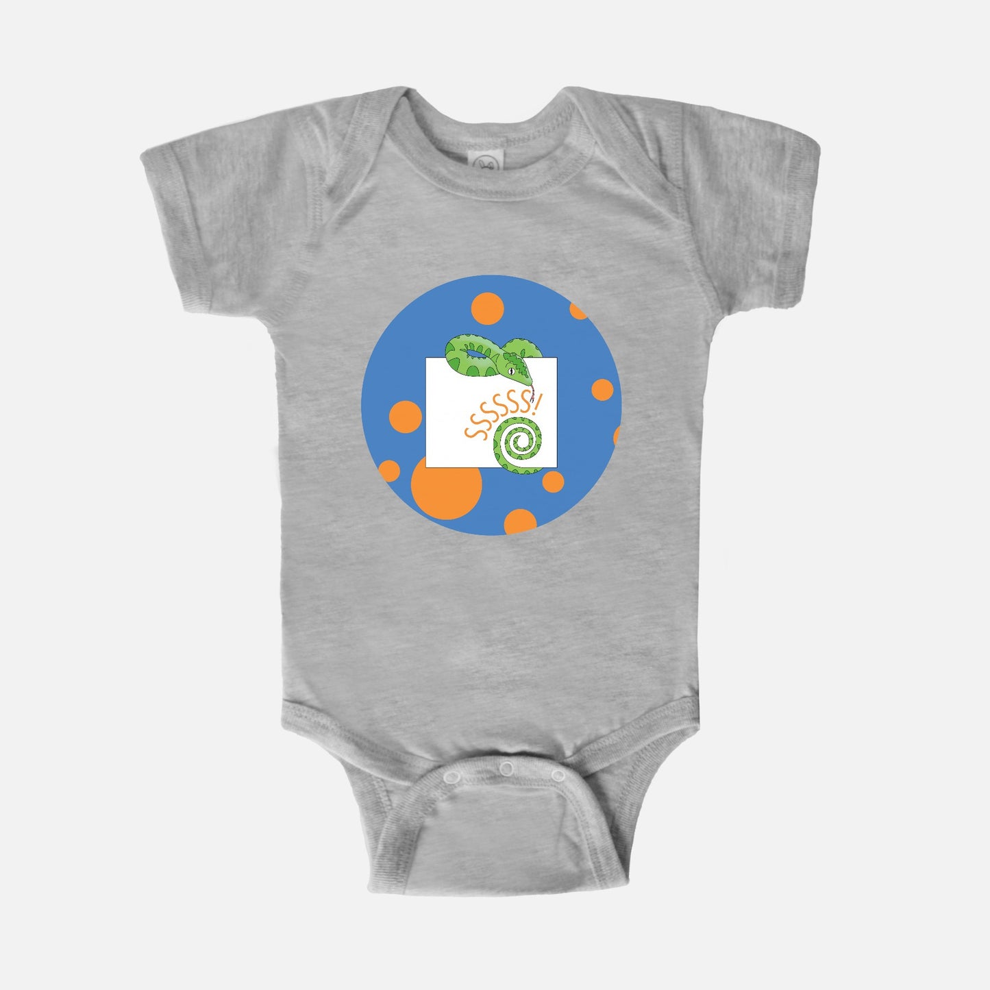 Jungle Animals Snake Short-Sleeve Baby Bodysuit, Blue  Pattern