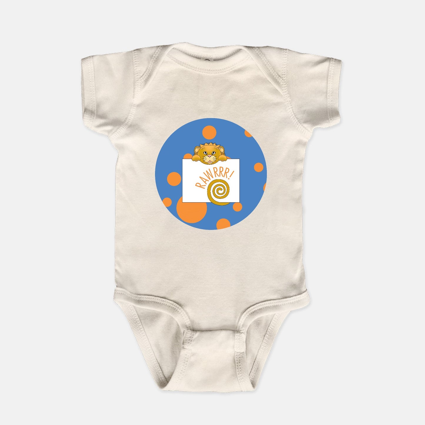 Jungle Animals Lion Short-Sleeve Baby Bodysuit, Blue  Pattern