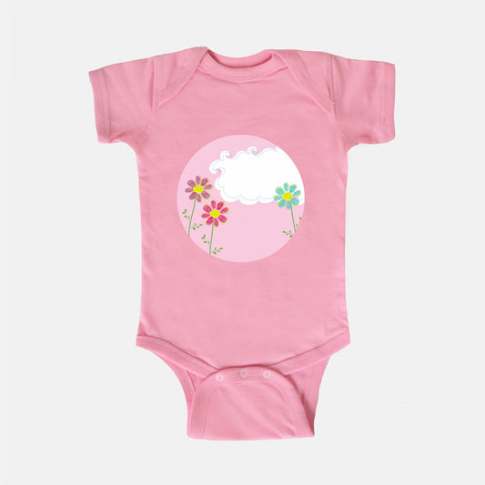 Fingerprint Flowers Short-Sleeve Baby Bodysuit