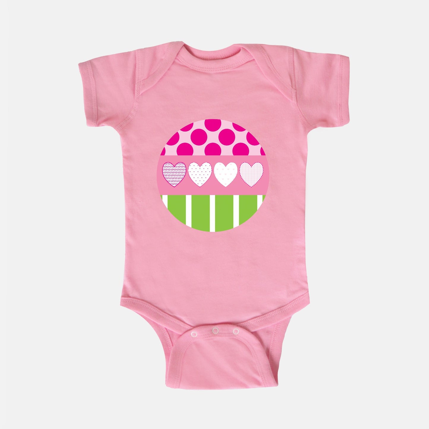 Polka Dots & Hearts Short-Sleeve Baby Bodysuit