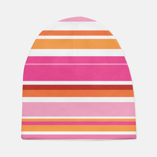 Pastel Pink Stripes Horizontal Baby Beanie Hat