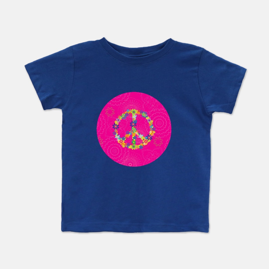 Floral Peace Sign Short-Sleeve Toddler Tee