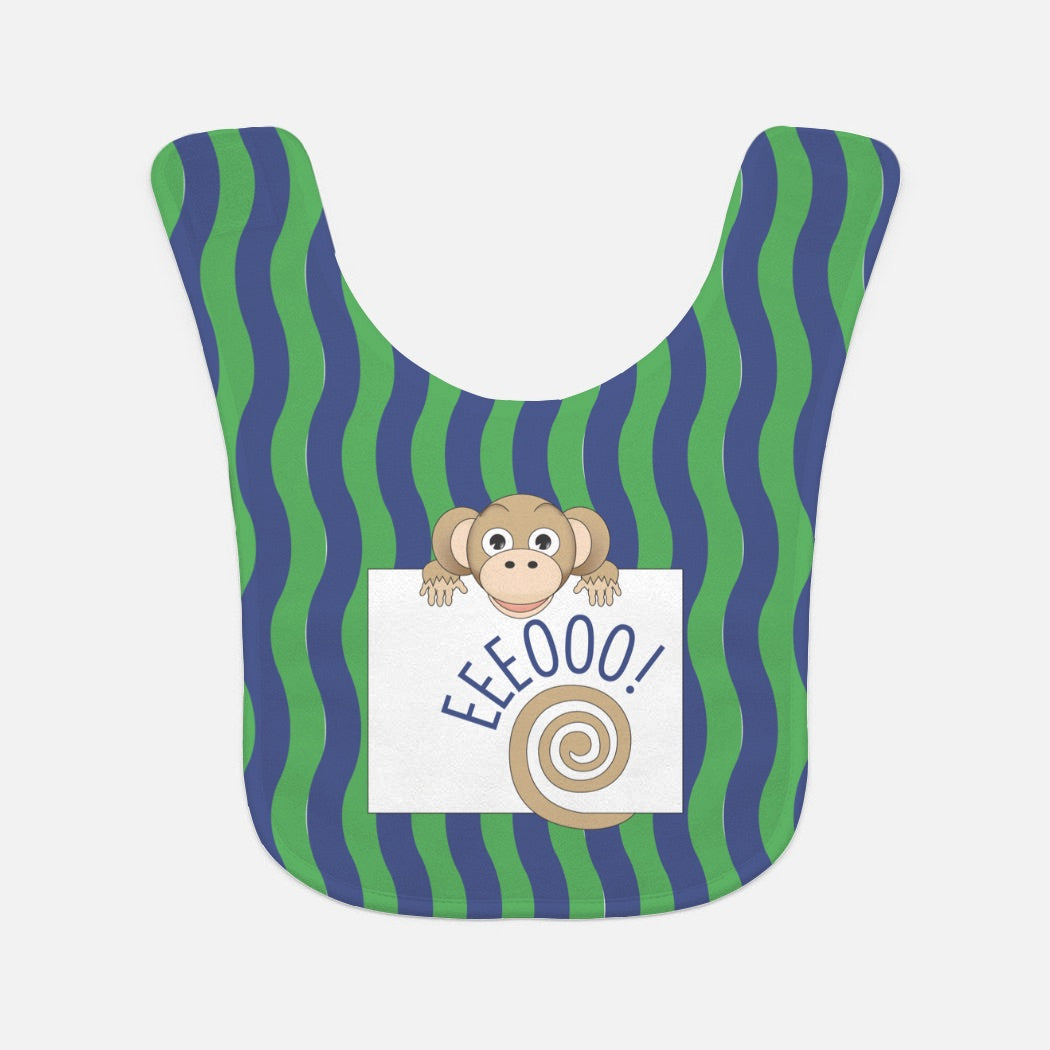 Jungle Animals Monkey Baby Bib, Green Pattern