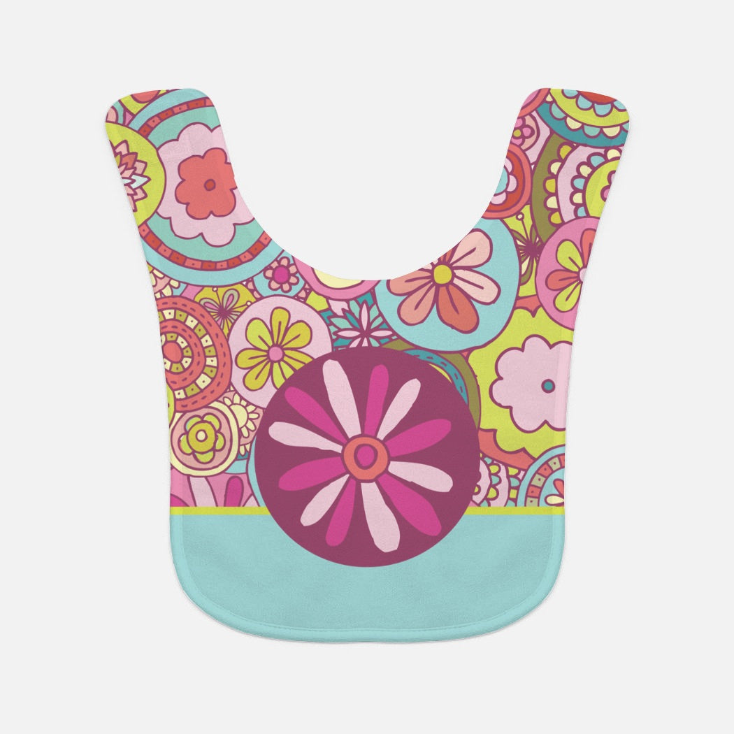 Retro Flower Collage Baby Bib