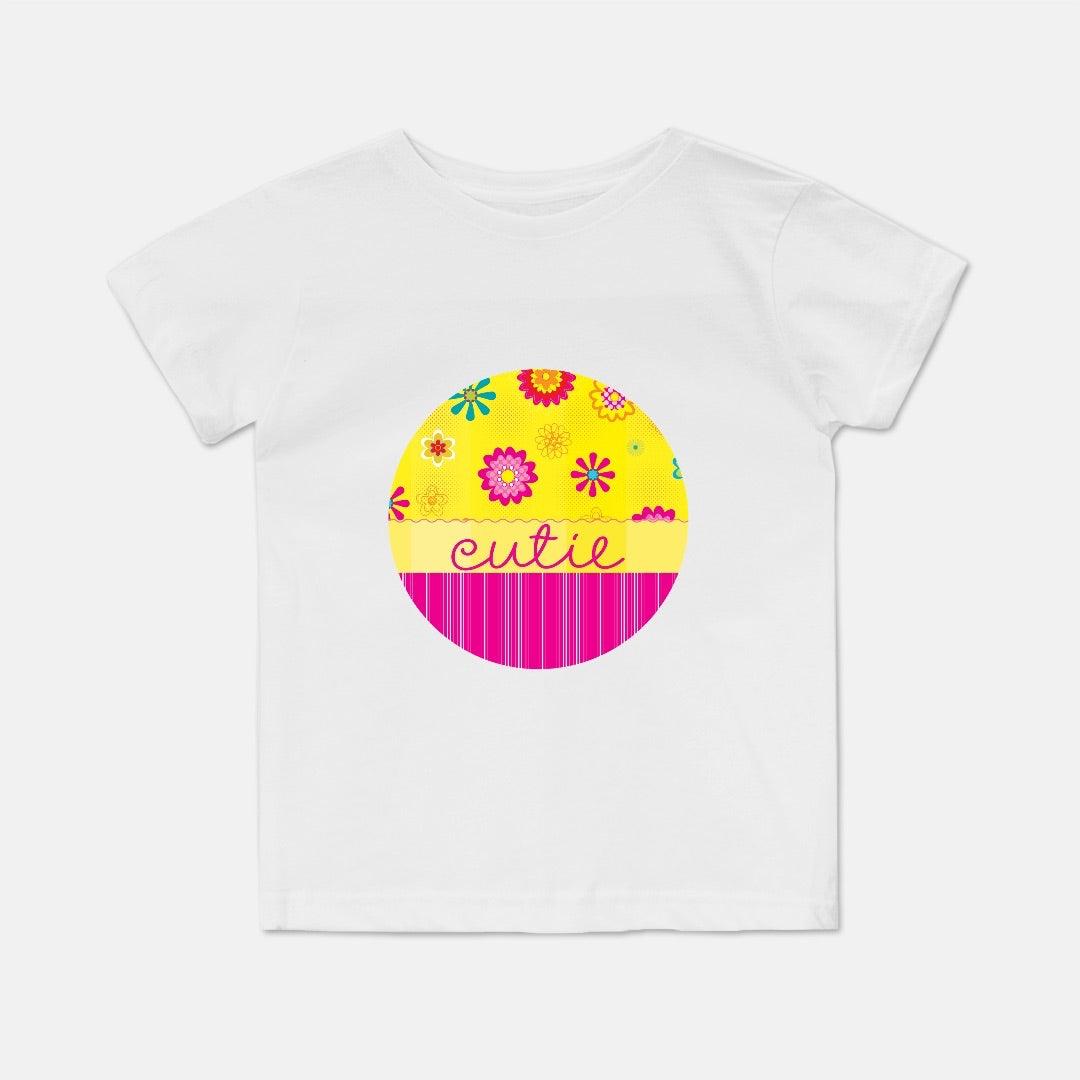 Floating Flowers & Stripes Pink Short-Sleeve Toddler Tee