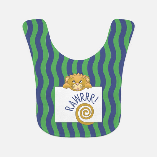 Jungle Animals Lion Baby Bib, Green Pattern