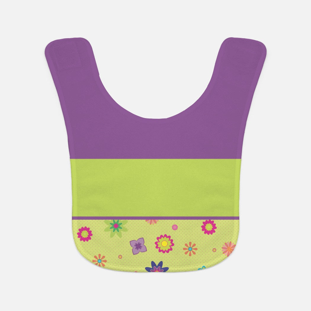 Floating Flowers Purple Baby Bib