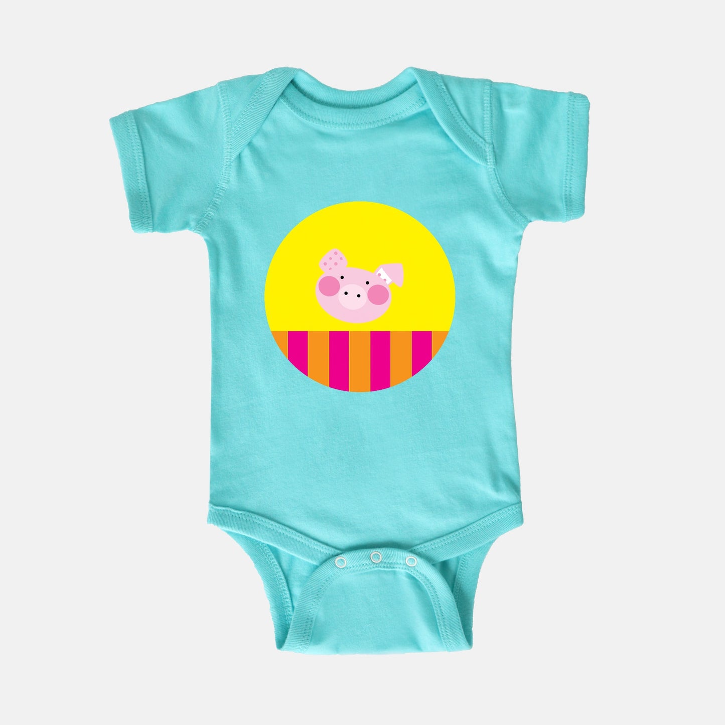 Happy Piggy Short-Sleeve Baby Bodysuit