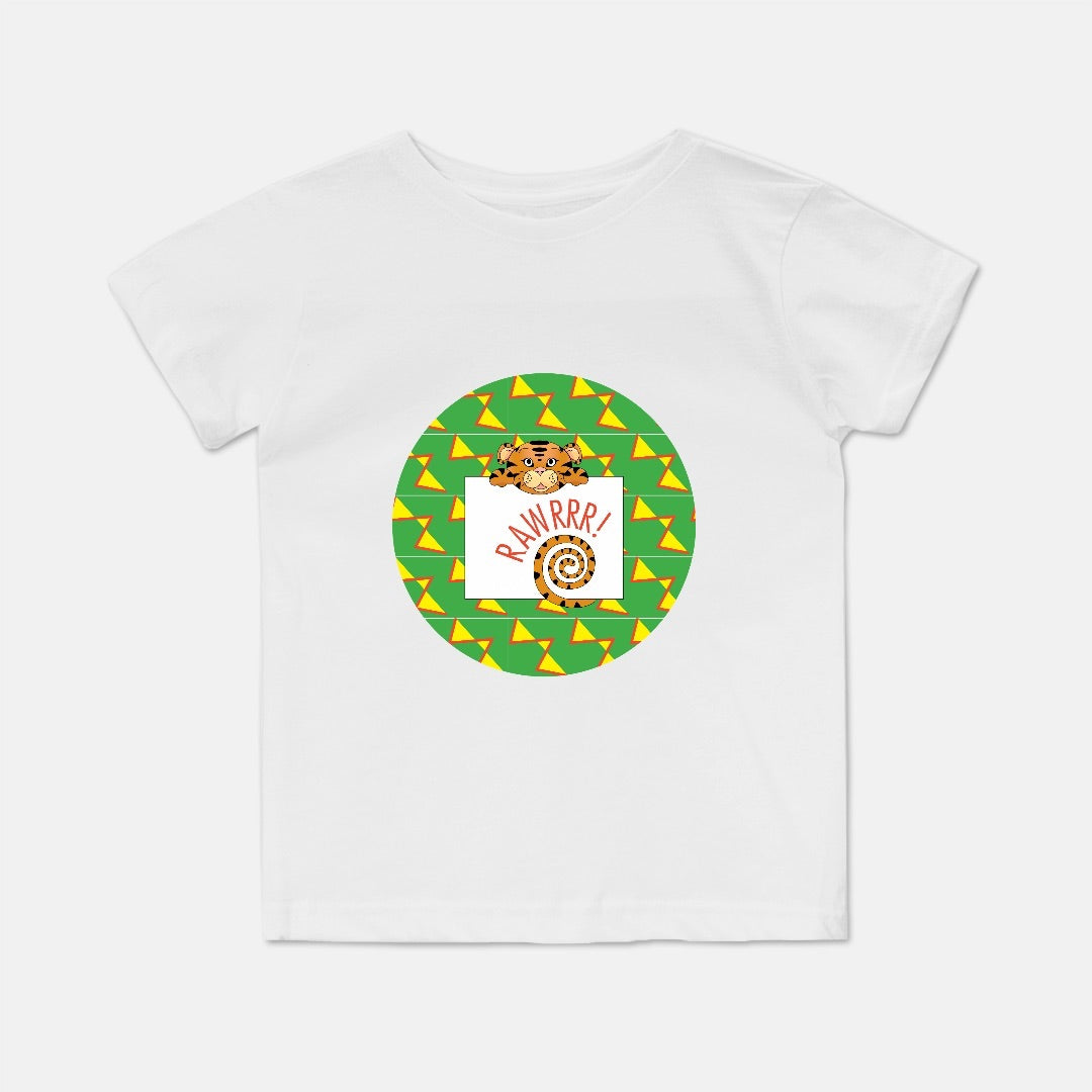 Jungle Animals Tiger Short-Sleeve Toddler Tee, Yellow Pattern