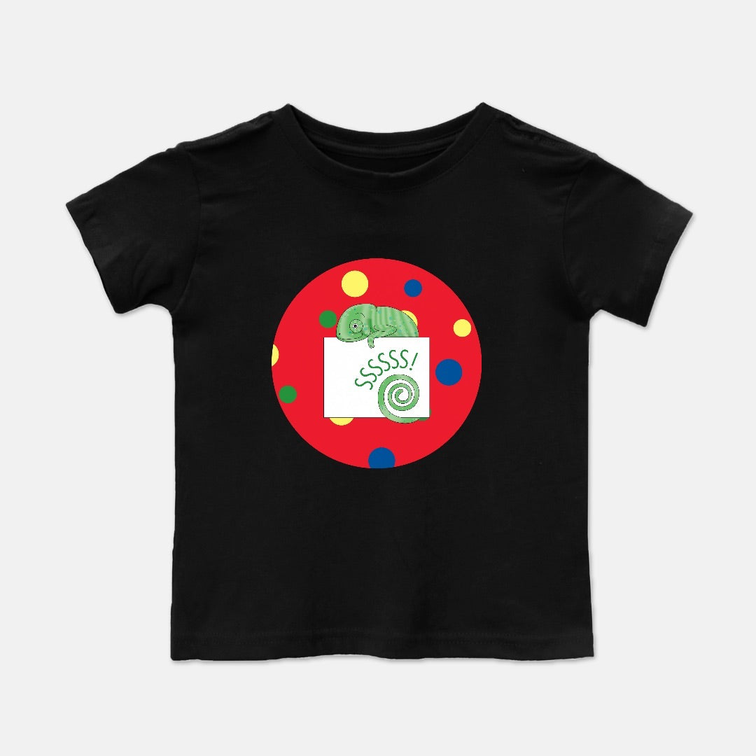 Jungle Animals Chameleon Short-Sleeve Toddler Tee, Red Pattern