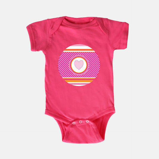 Pastel Pink Stripes Horizontal Short-Sleeve Baby Bodysuit