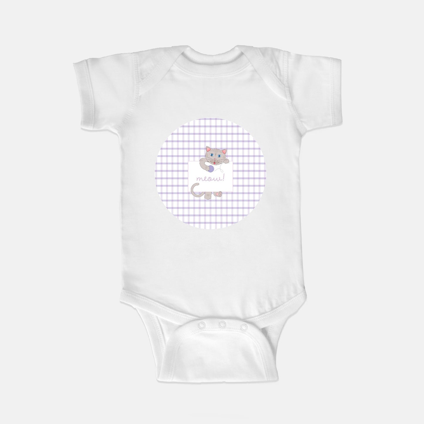 Kitty Cat Short-Sleeve Baby Bodysuit