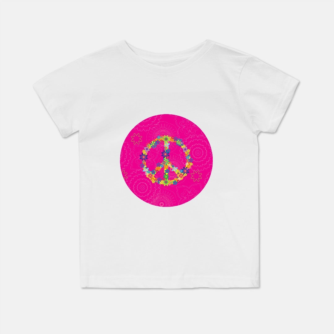 Floral Peace Sign Short-Sleeve Toddler Tee